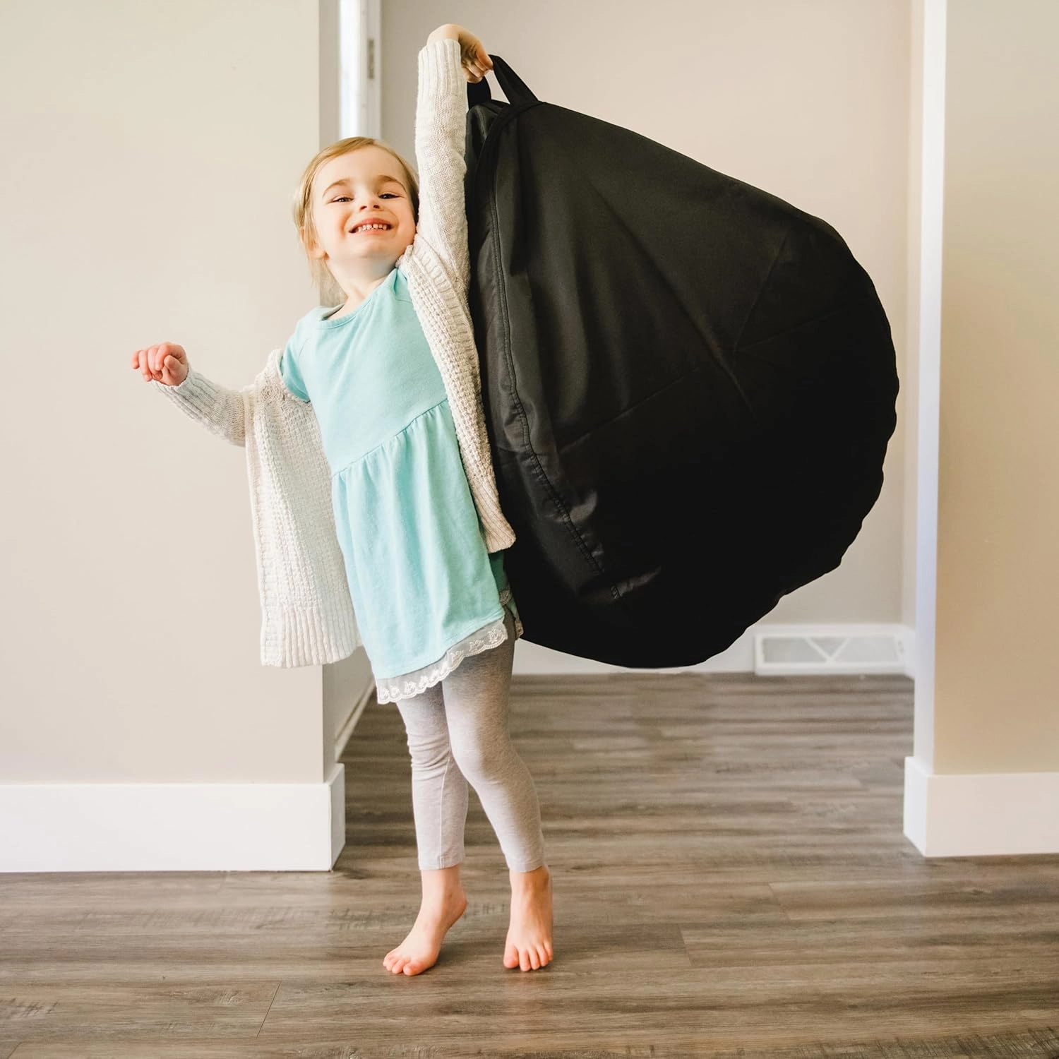 Big Joe Classic Bean Bag Chair, Black Smartmax, Durable Polyester Nylon Blend, 2 feet Teardrop