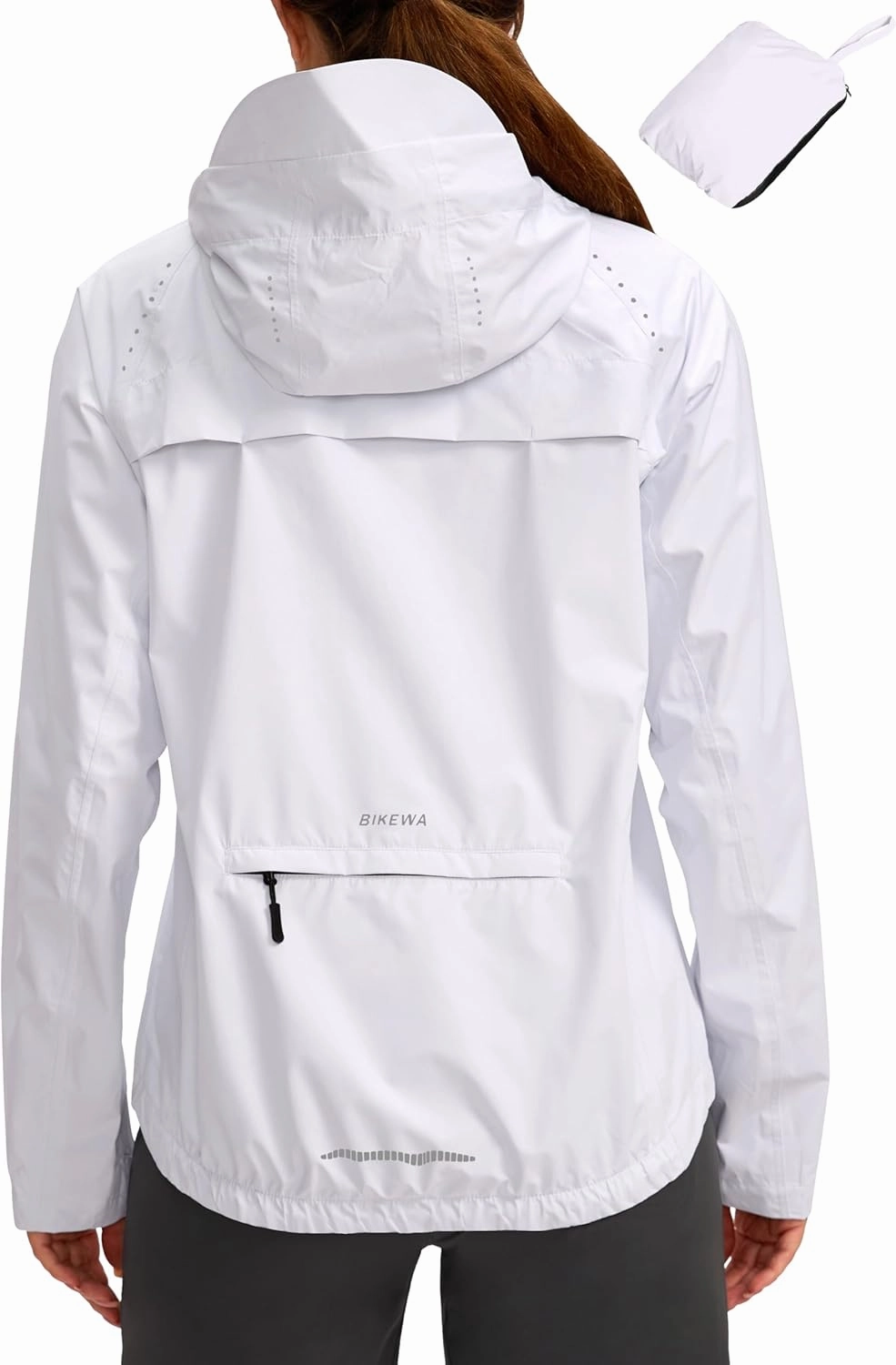 Bikewa Women's Cycling Rain Jackets Waterproof Windbreaker Lightweight Running Windproof Reflective Jacket Packable Hooded