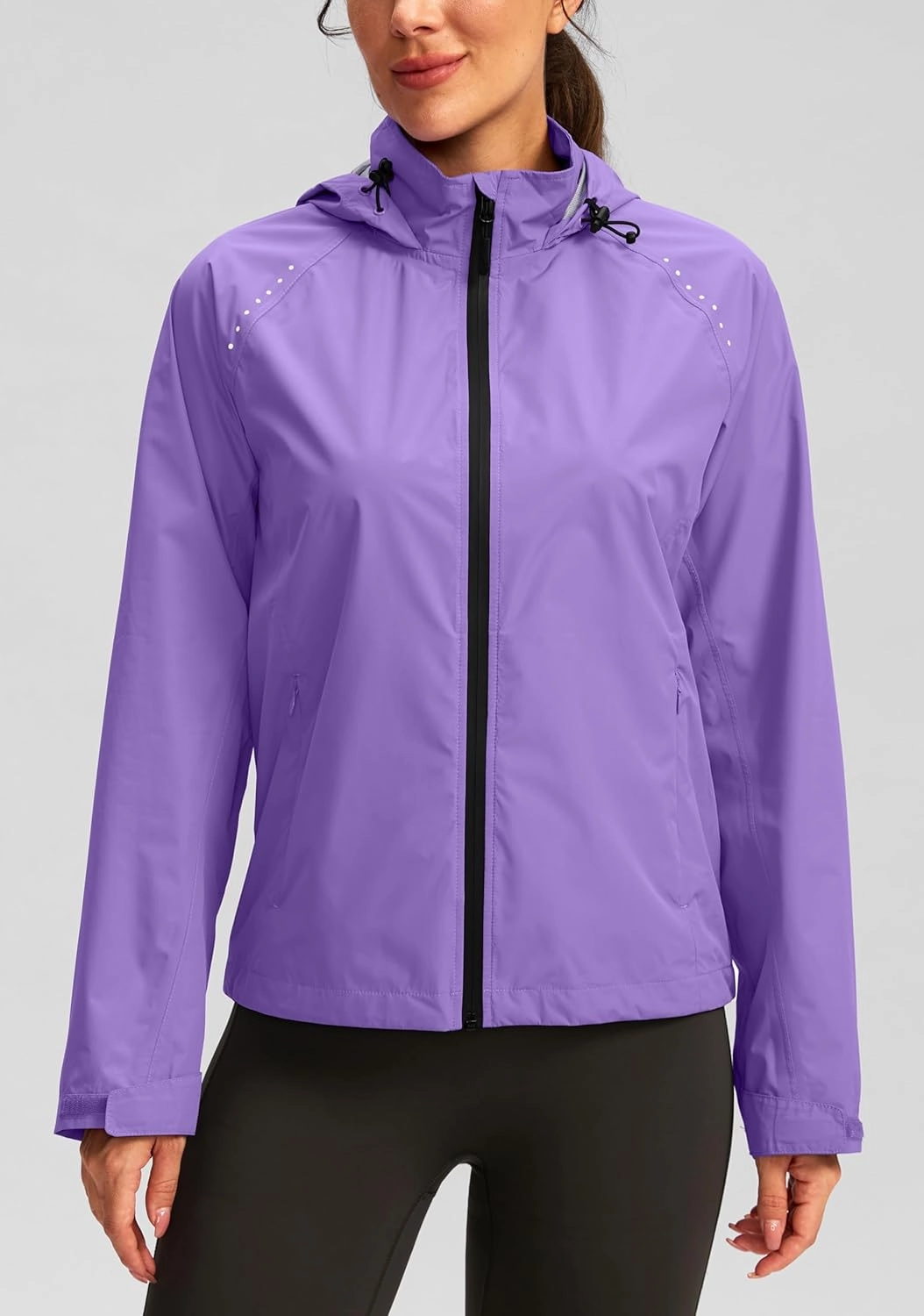 Bikewa Women's Cycling Rain Jackets Waterproof Windbreaker Lightweight Running Windproof Reflective Jacket Packable Hooded