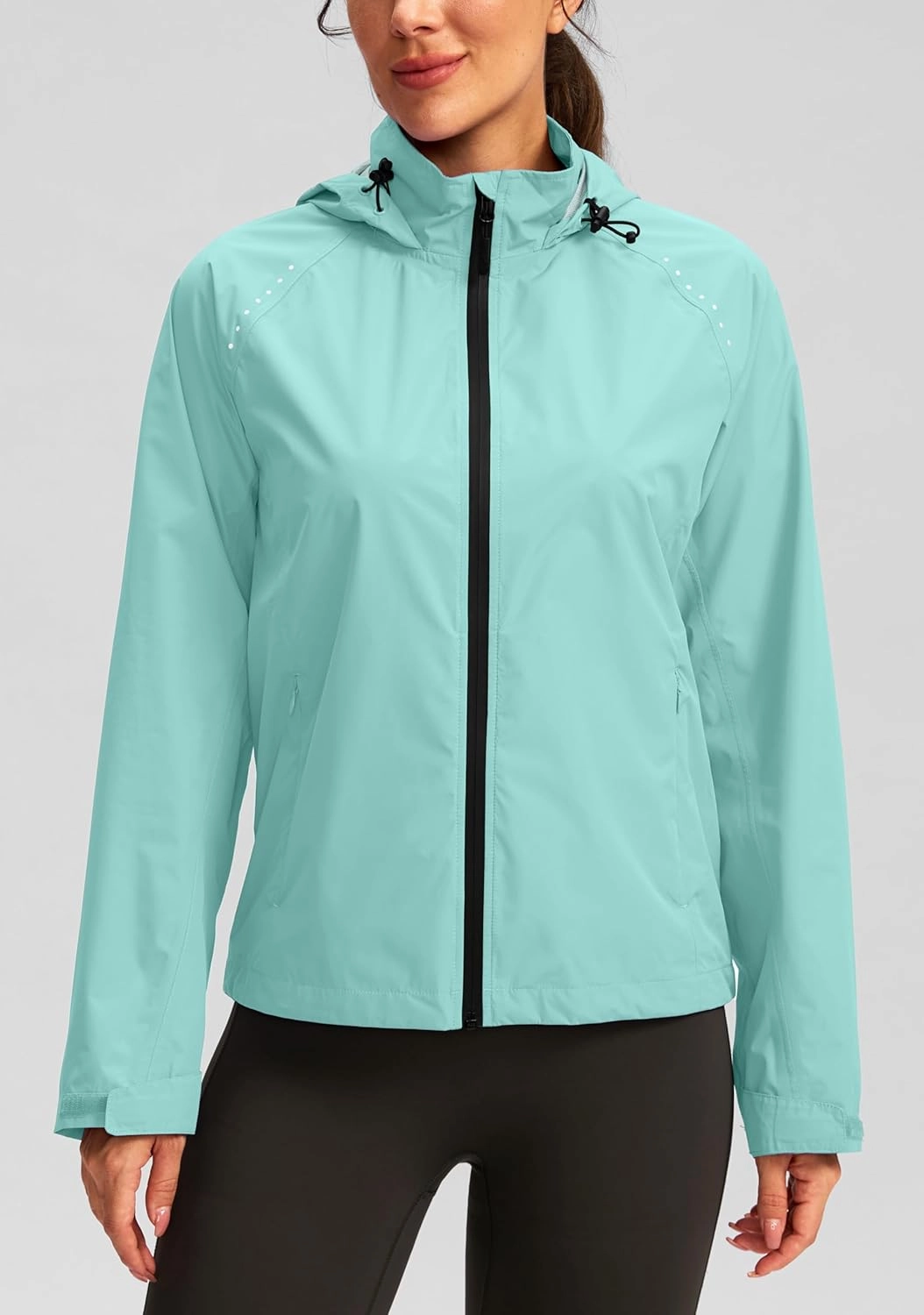 Bikewa Women's Cycling Rain Jackets Waterproof Windbreaker Lightweight Running Windproof Reflective Jacket Packable Hooded
