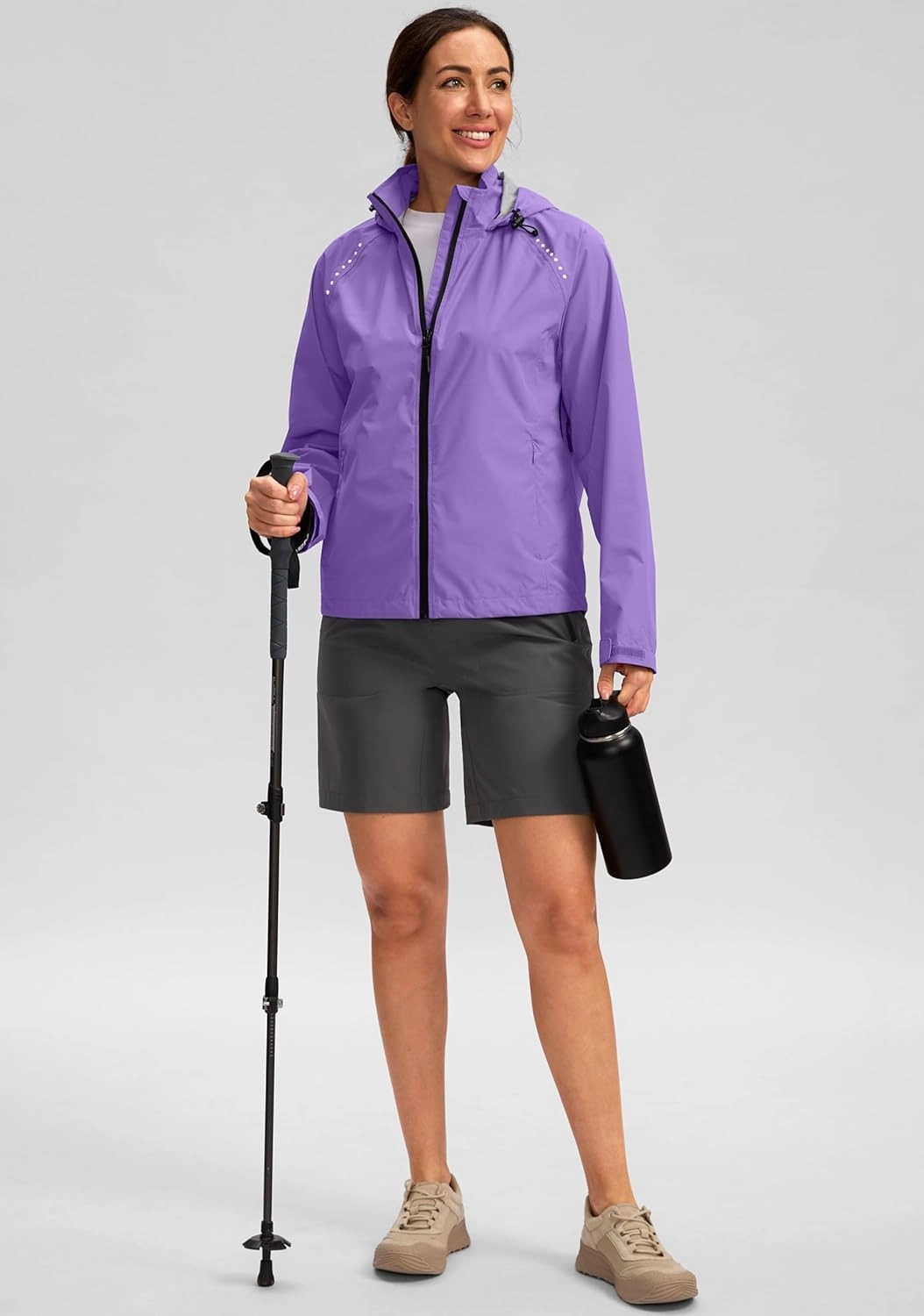 Bikewa Women's Cycling Rain Jackets Waterproof Windbreaker Lightweight Running Windproof Reflective Jacket Packable Hooded