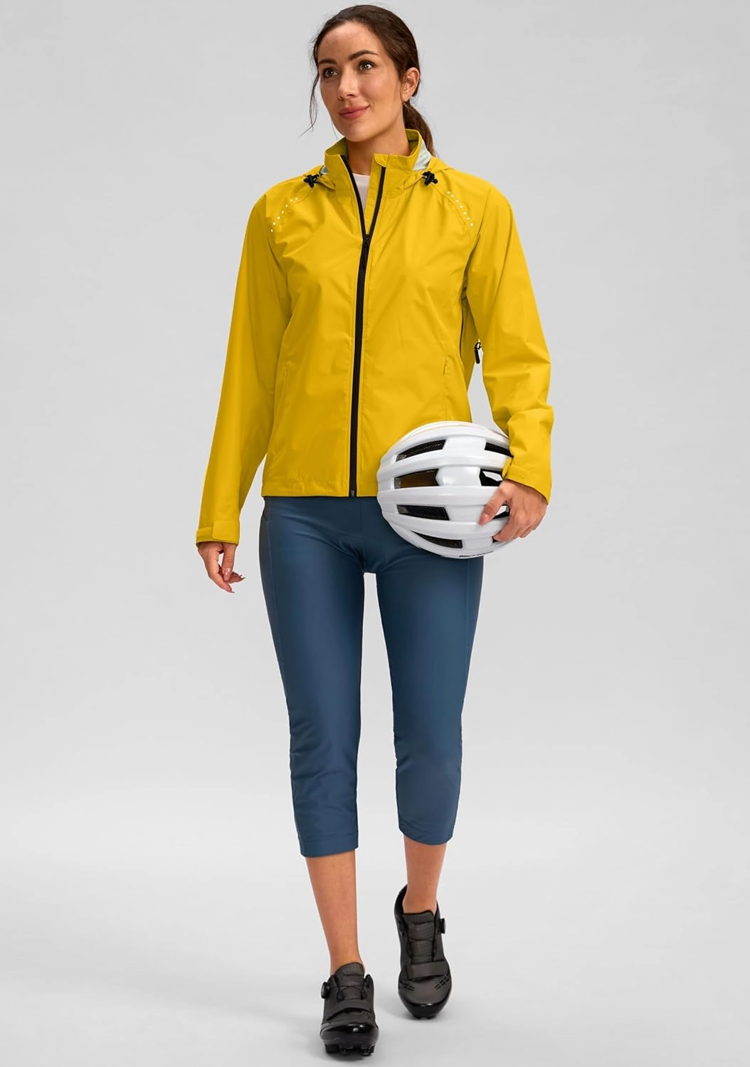 Bikewa Women's Cycling Rain Jackets Waterproof Windbreaker Lightweight Running Windproof Reflective Jacket Packable Hooded
