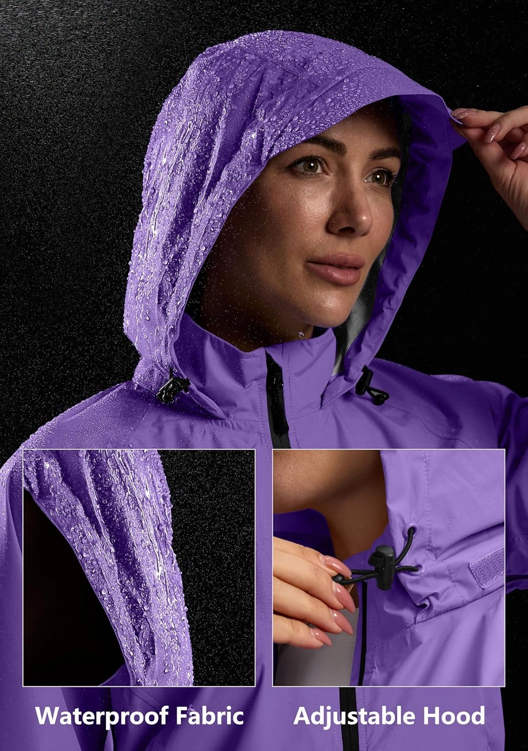 Bikewa Women's Cycling Rain Jackets Waterproof Windbreaker Lightweight Running Windproof Reflective Jacket Packable Hooded