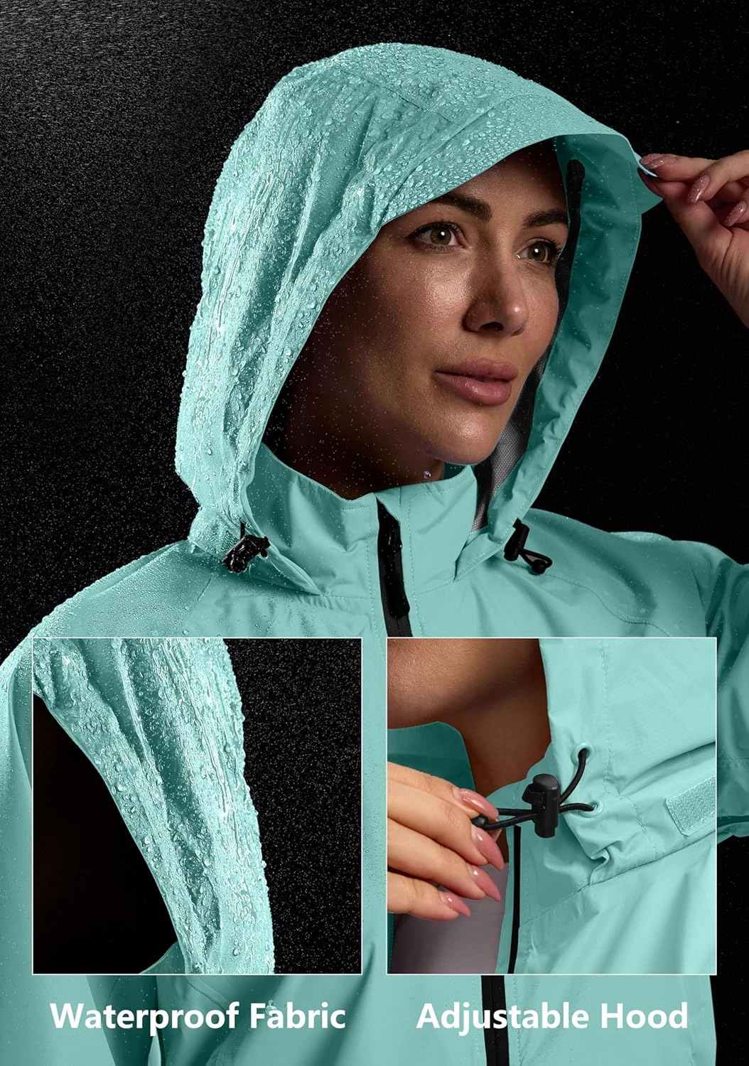 Bikewa Women's Cycling Rain Jackets Waterproof Windbreaker Lightweight Running Windproof Reflective Jacket Packable Hooded