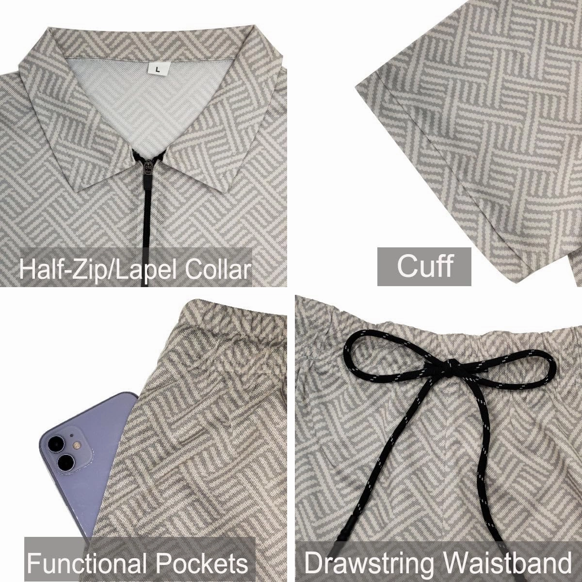 BIRW Men‘s Track Suits 2 Piece Summer Short Sets Outfits Fashion Polo Shirt Casual Short Sleeve and Shorts set