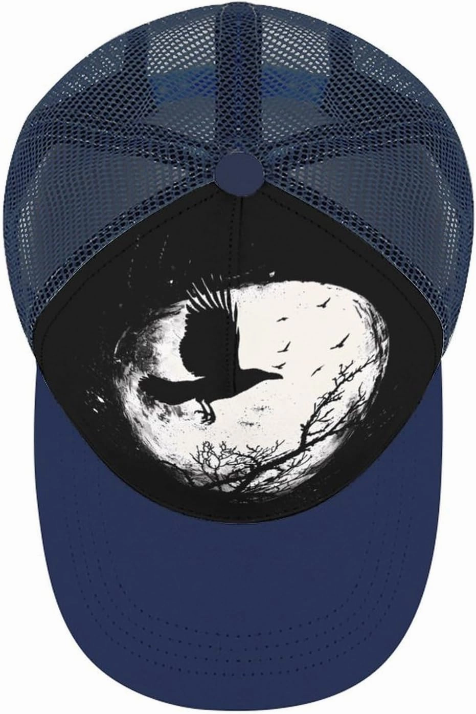 Black Raven Crow Bird Under The Moon Casual Adult Baseball Cap Adjustable Hollow Denim Hats Trucker Caps