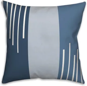 Blue Blocks and Stripes Throw Pillow | Decorative Pillows for Living Room Couch Bed Sofa, Fluffy Soft Cushion | Blue, 18x18