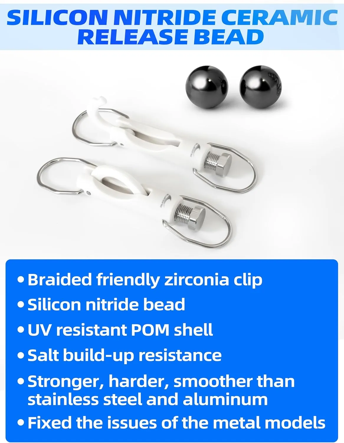 BLUEWING 2pcs Upgraded Zirconia Outrigger Release Clips UV Resistance Trolling Fishing with 0-60 lbs Adjustable Tension