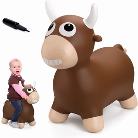 Bouncy Horse Hopper, Inflatable Farm Cow Bouncy Bull, Bounce and Ride on Animal Bouncer for Toddlers, Indoor Outdoor Birthday Gifts for Boys Girls 18 Months 2 3 4 5 6 Years Old