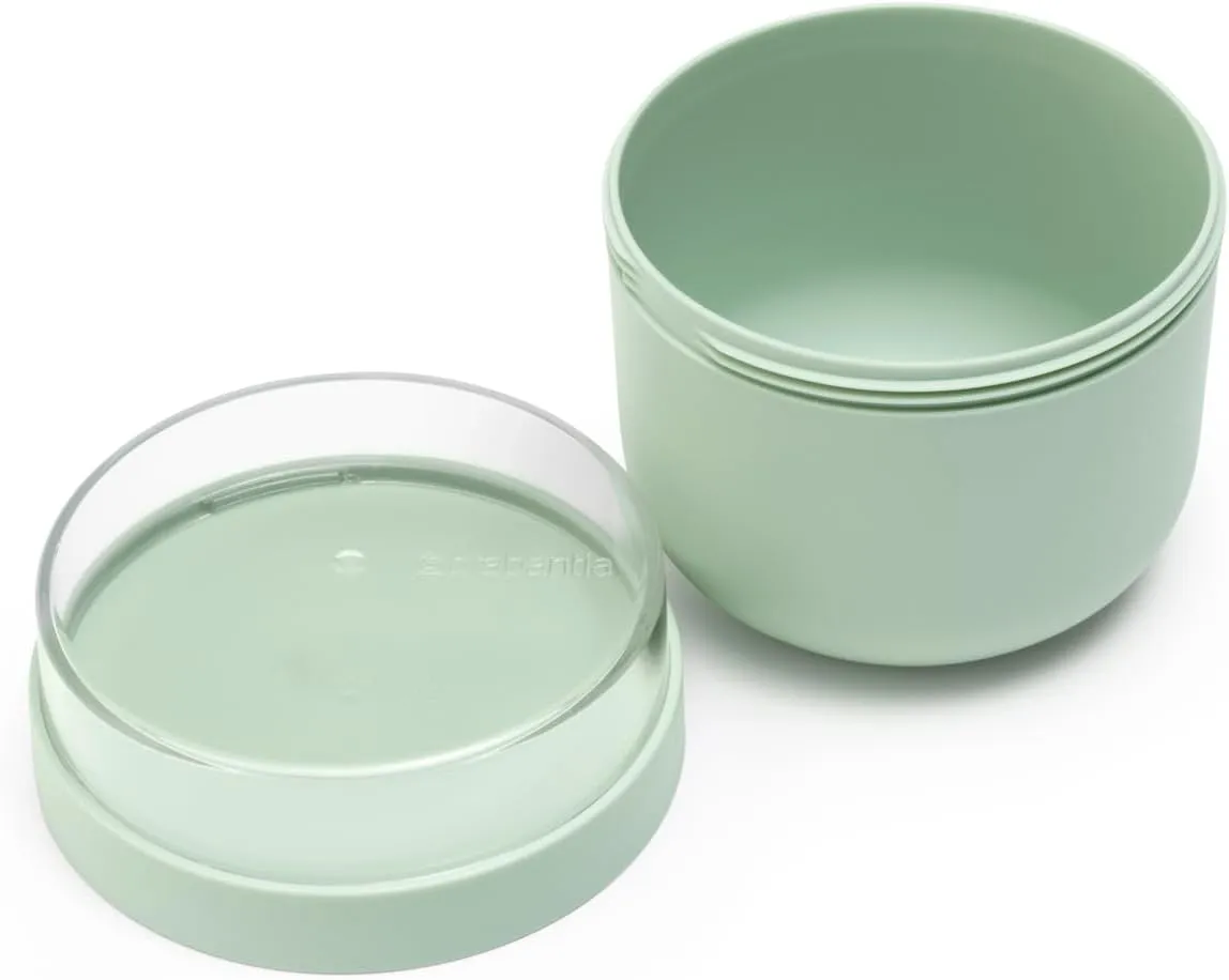 Brabantia Make & Take Breakfast Bowl with Removable Clear Compartment for Toppings (Jade Green) 100% Leakproof, Microwave & Freezer Safe, Oats, Fruit, Cereal Container (17 fl oz)