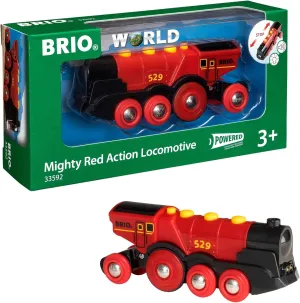 BRIO World Mighty Red Action Locomotive - Battery-Operated Toy Train for Wooden Track - Motorized Train with Light & Sound - Compatible with All Railway Sets - Interactive Play - Kids Ages 3 & Up