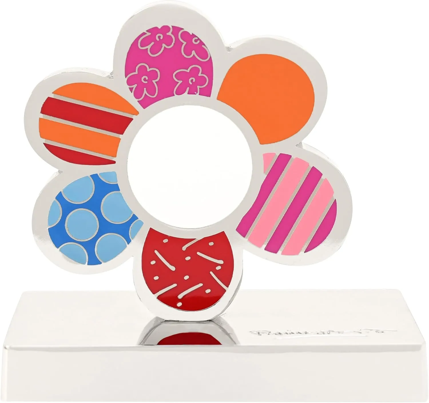 Britto Metallic Figurine - Iconic Art Collectible Sculpture, Decorative Displays for Modern Home Decor | Living Room Decor, Office Decor, Bookshelf Deco (Flower Power (Flower), 3.5in x 2in x 3.4in)