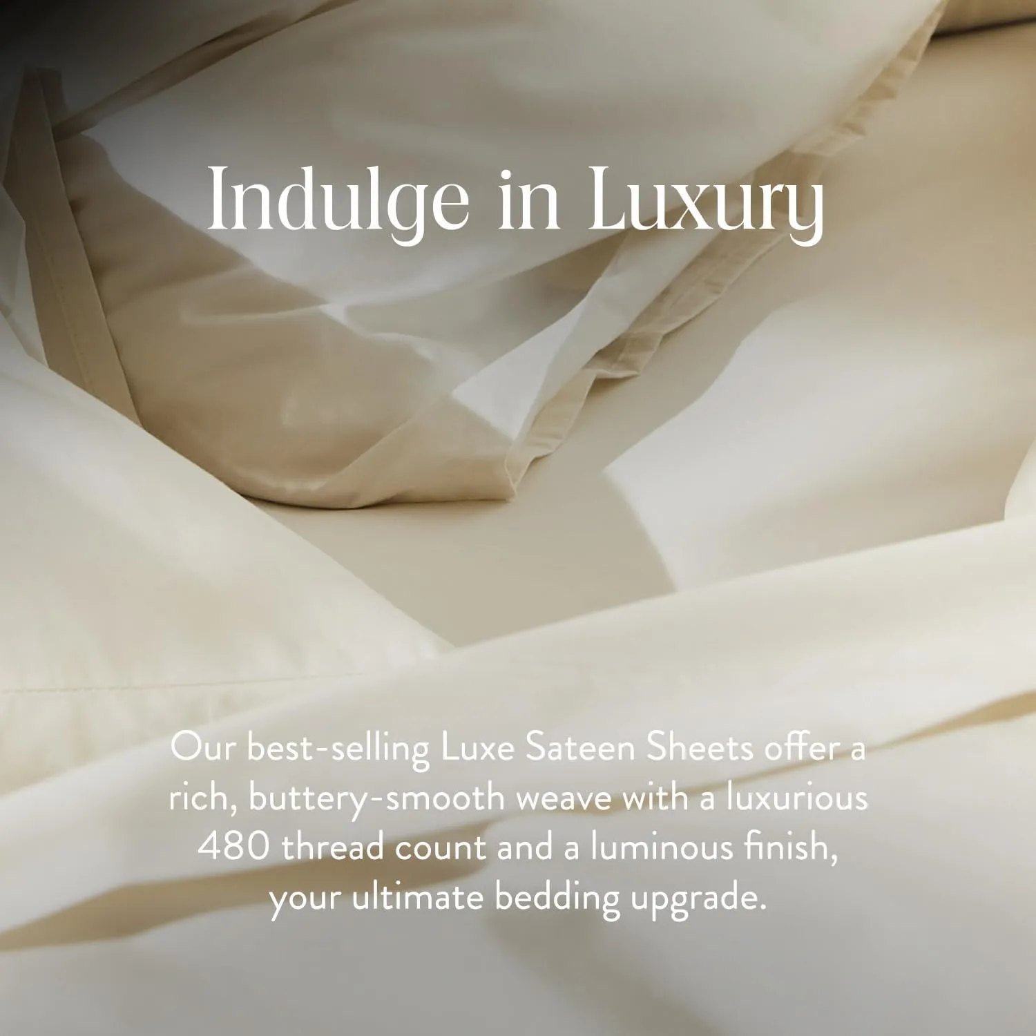 Brooklinen Luxury Sateen 4 Piece California King Size Sheets Set in Cream - 100% Cotton Sateen Sheets - 1 Fitted Sheet, 1 Flat Sheet, 2 Pillowcases