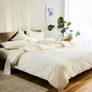 Brooklinen Luxury Sateen 4 Piece California King Size Sheets Set in Cream - 100% Cotton Sateen Sheets - 1 Fitted Sheet, 1 Flat Sheet, 2 Pillowcases
