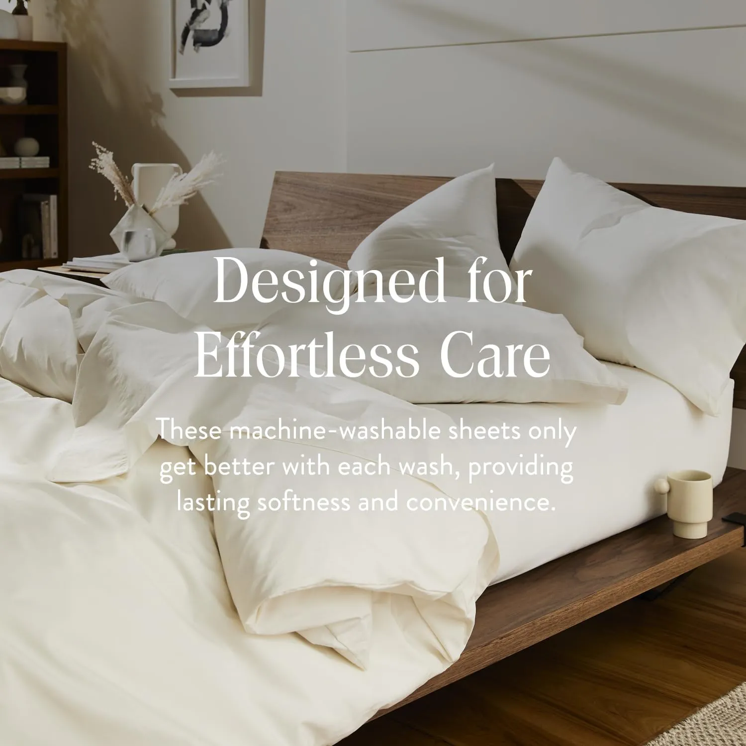 Brooklinen Luxury Sateen 4 Piece California King Size Sheets Set in Cream - 100% Cotton Sateen Sheets - 1 Fitted Sheet, 1 Flat Sheet, 2 Pillowcases