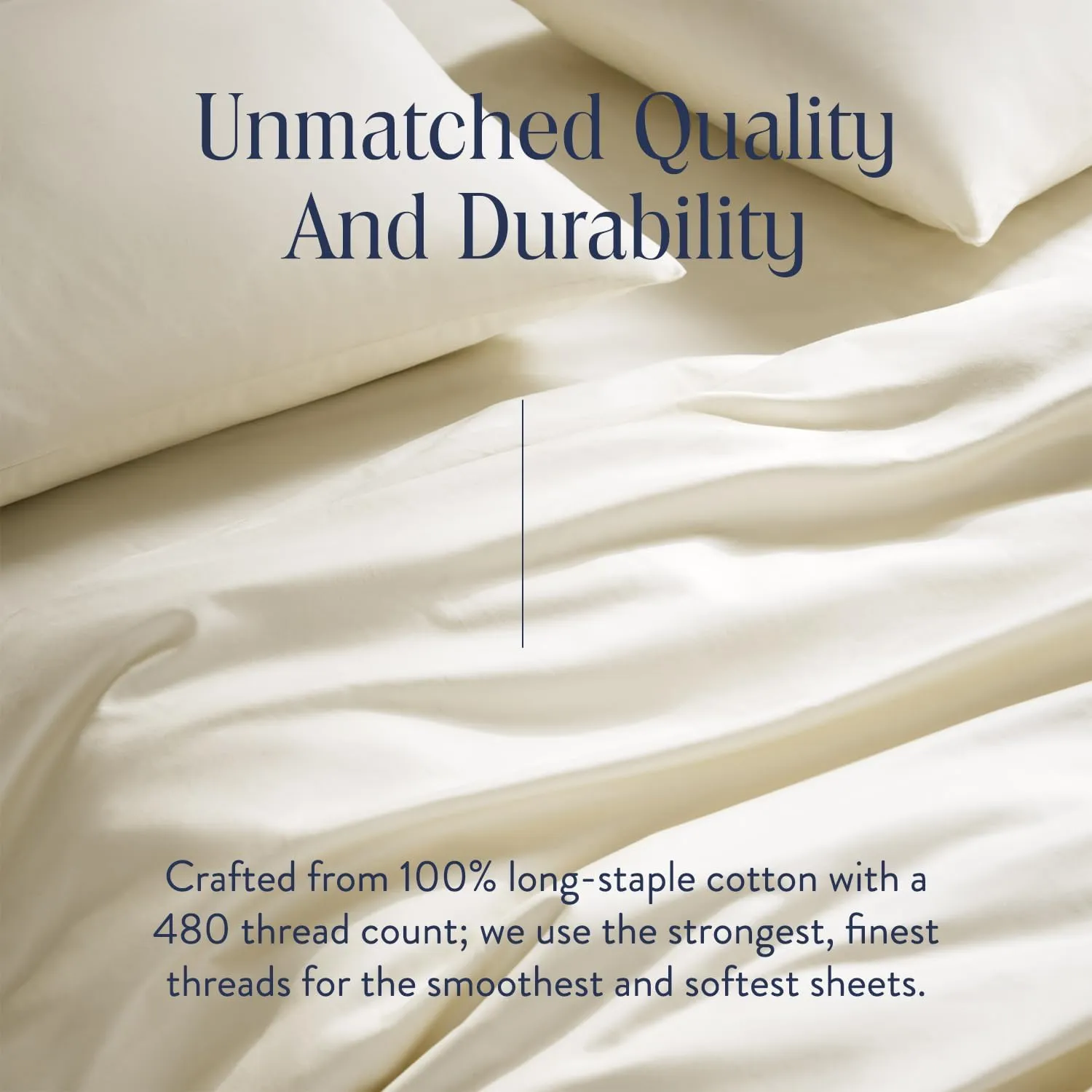Brooklinen Luxury Sateen 4 Piece California King Size Sheets Set in Cream - 100% Cotton Sateen Sheets - 1 Fitted Sheet, 1 Flat Sheet, 2 Pillowcases