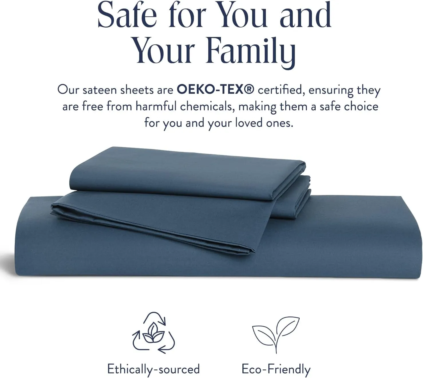 Brooklinen Luxury Sateen 4 Piece Queen Size Sheets Set in Abyss Blue - 100% Cotton Sateen Sheets - 1 Fitted Sheet, 1 Flat Sheet, 2 Pillowcases