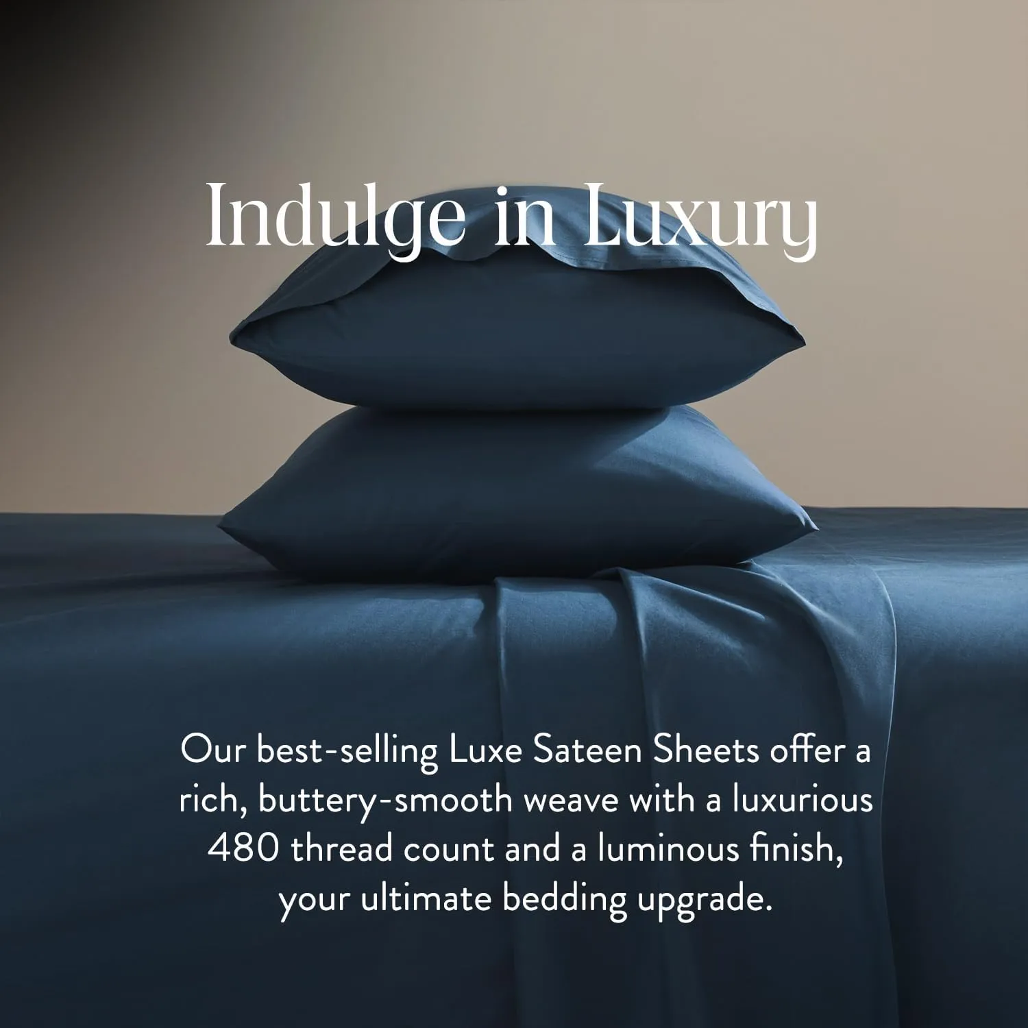 Brooklinen Luxury Sateen King Size 4 Piece Sheet Set in Abyss Blue - 100% Cotton Sateen Sheets - 1 Fitted Sheet, 1 Flat Sheet, 2 Pillowcases
