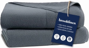 Brooklinen Super-Plush Turkish Cotton Bath Sheets Set of 2 Cotton, 820 GSM, Highly Absorbent, Machine Washable, Perfect for Home & Bathroom (40" x 65", Slate Grey)