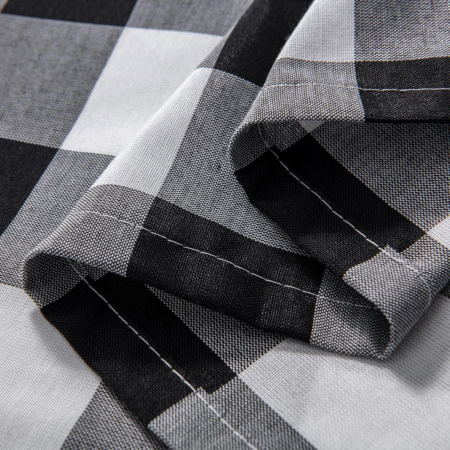 Buffalo Plaid Curtains, Black and White, Buffalo Check, Rustic, Farmhouse, Country, Antique, Vintage Style for Living Room, Bedroom, Kitchen - Set of 2 Panels, 42"84"2, Black/White