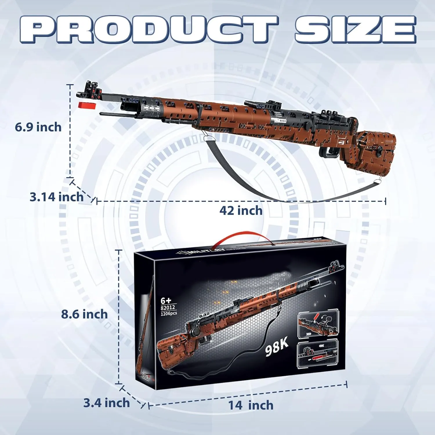 Building Blocks Gun Sets, 1:1 98K DIY Assembling Army Building Toys Set for Boys Adult Teen, Shootable Rifle Model Kits, Birthday Gifts for Kids Age 8 , Collection for Military Fan 1025 PCS