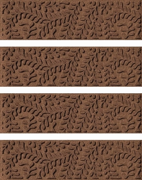 Bungalow Flooring Waterhog Stair Treads, Set of 4, 8-1/2 x 30 inches, Made in USA, Durable and Decorative Floor Covering, Indoor/Outdoor, Water-Trapping, Boxwood Collection, Dark Brown
