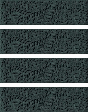 Bungalow Flooring Waterhog Stair Treads, Set of 4, 8-1/2 x 30 inches, Made in USA, Durable and Decorative Floor Covering, Indoor/Outdoor, Water-Trapping, Boxwood Collection, Evergreen
