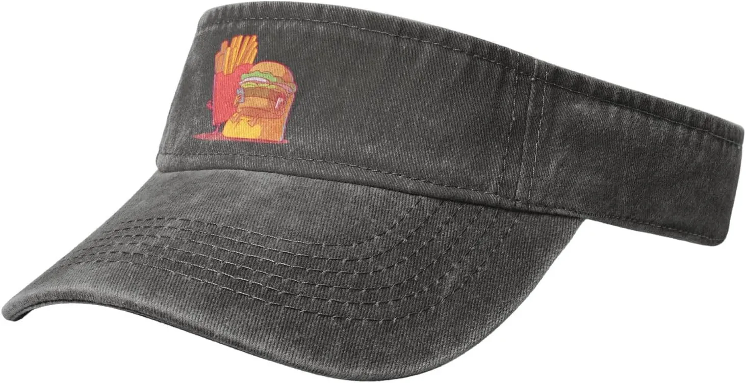 Burgers and Fries Sun Visor Hats Cotton Baseball Cap for Women Men Adjustable Sun Hat