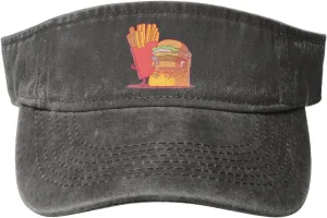 Burgers and Fries Sun Visor Hats Cotton Baseball Cap for Women Men Adjustable Sun Hat