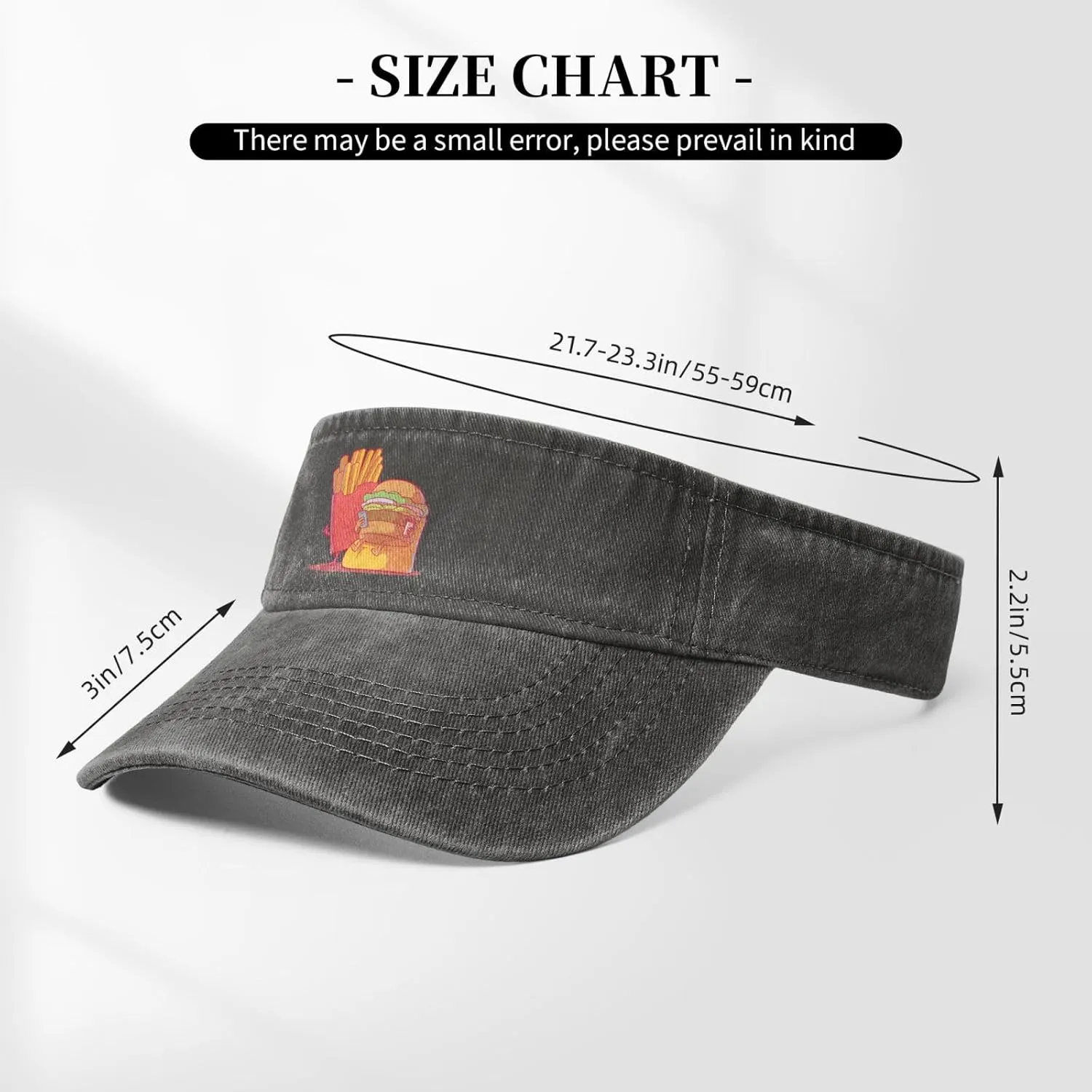 Burgers and Fries Sun Visor Hats Cotton Baseball Cap for Women Men Adjustable Sun Hat