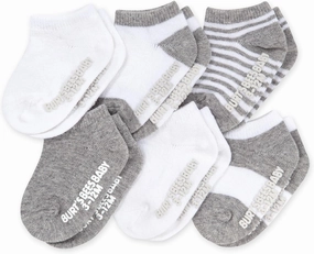 Burt's Bees Baby Unisex Baby Socks Ankle or Crew Height Made with Soft Organic Cotton, 6 Packs with Non-Slip Grips for Babies