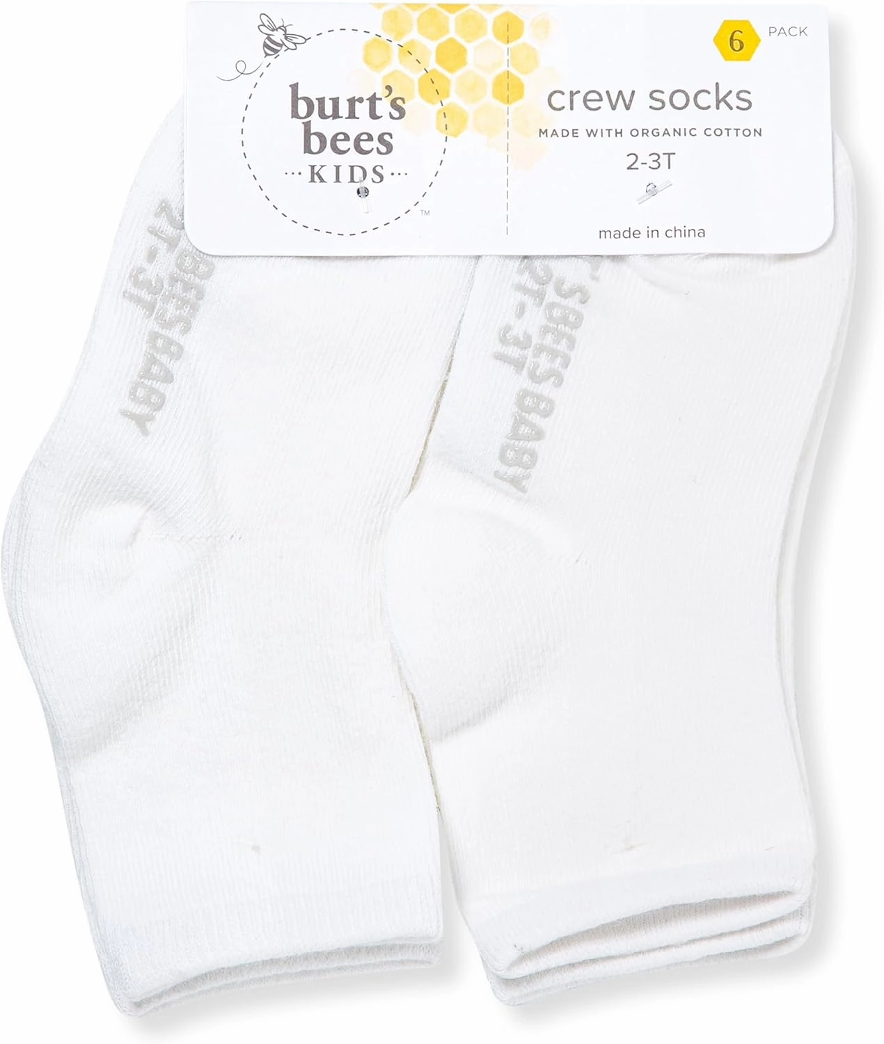 Burt's Bees Baby Unisex Baby Socks Ankle or Crew Height Made with Soft Organic Cotton, 6 Packs with Non-Slip Grips for Babies