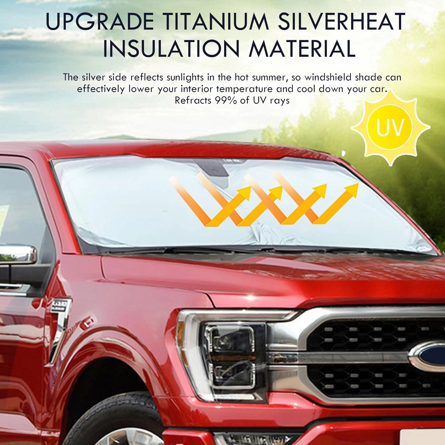 Cadillac SRX Windshield Sun Shade, Front Windshield Shade for Sun,Sunshade Windshield Visor for Cadillac SRX 2010-2024.Reflective Polyester Material Blocks Heat and Sunlight.