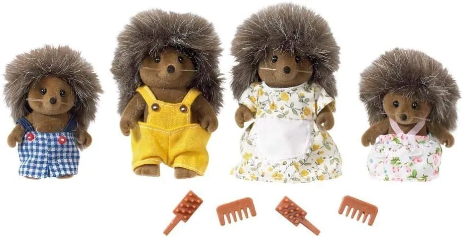 Calico Critters Pickleweeds Hedgehog Family - Set of 4 Collectible Doll Figures for Children Ages 3 