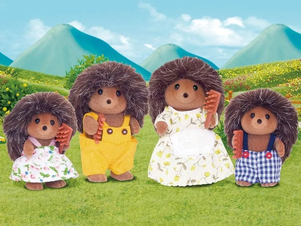 Calico Critters Pickleweeds Hedgehog Family - Set of 4 Collectible Doll Figures for Children Ages 3 