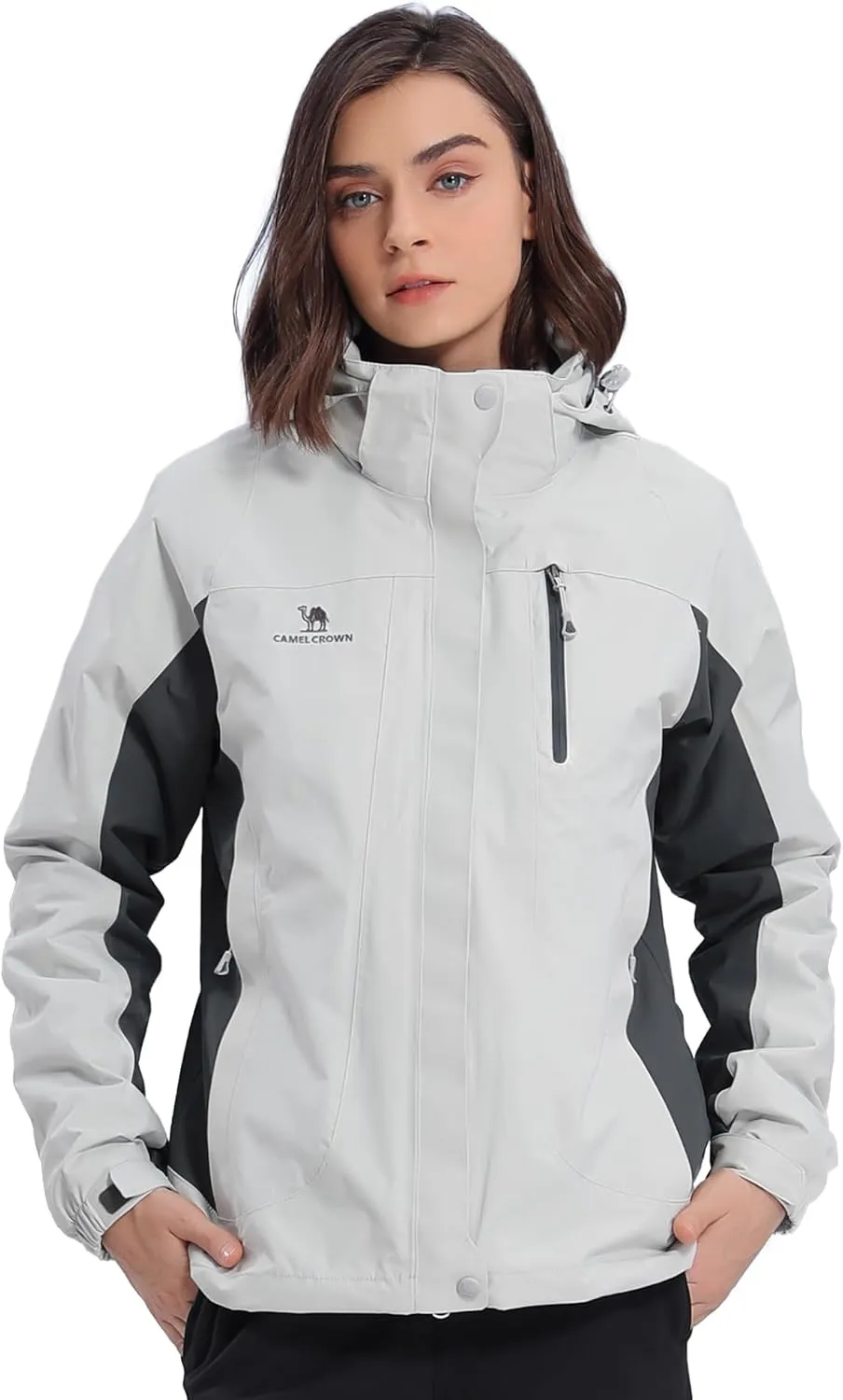CAMEL CROWN Women's Purple Ski Jacket 3 in 1 Winter Coat with Inner Warm Fleece Jacket, Size L, XL