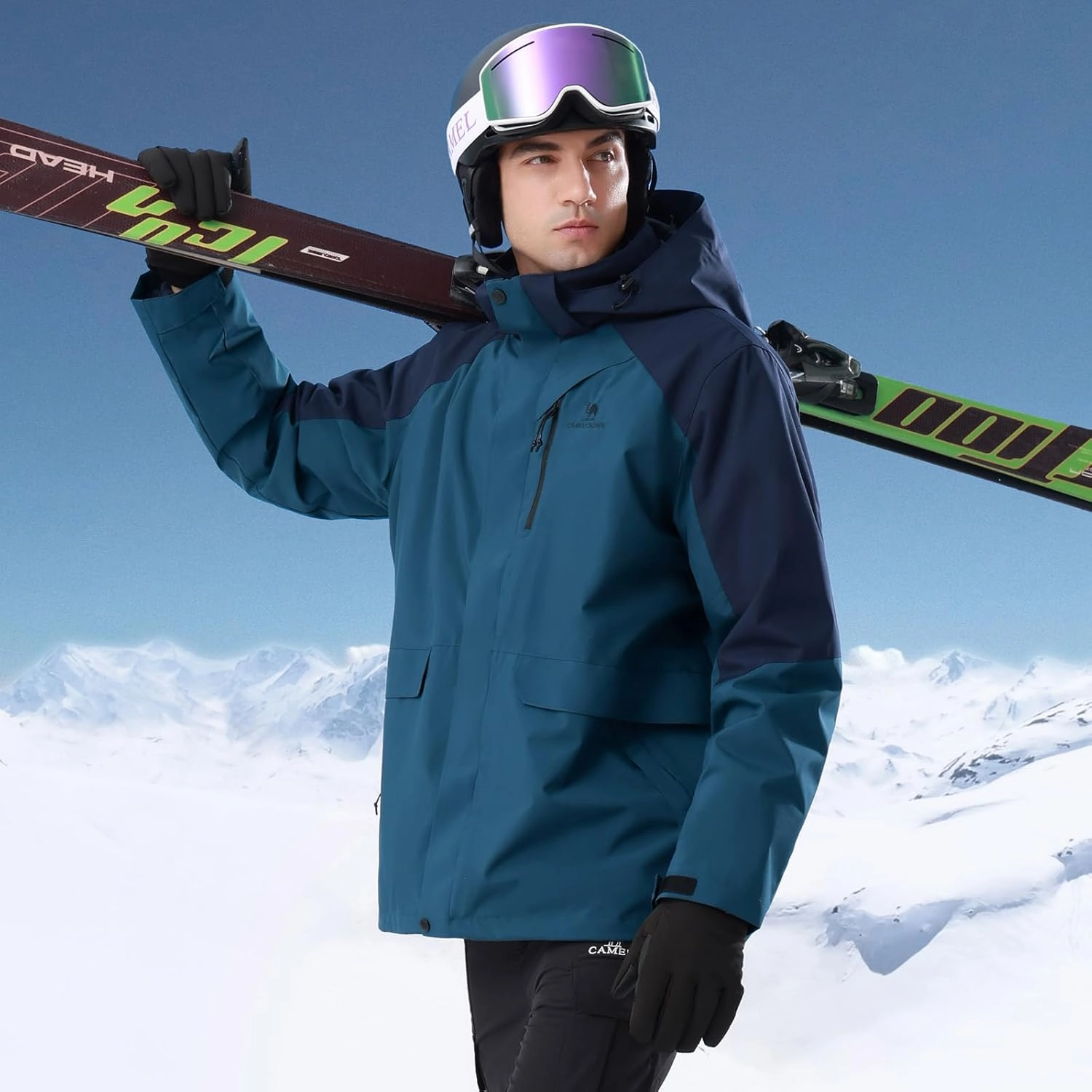 CAMEL CROWN Men’s Ski Jackets 3 in 1 Waterproof Winter Jackets Snow Jackets Windproof Hooded with Inner Fleece Coat