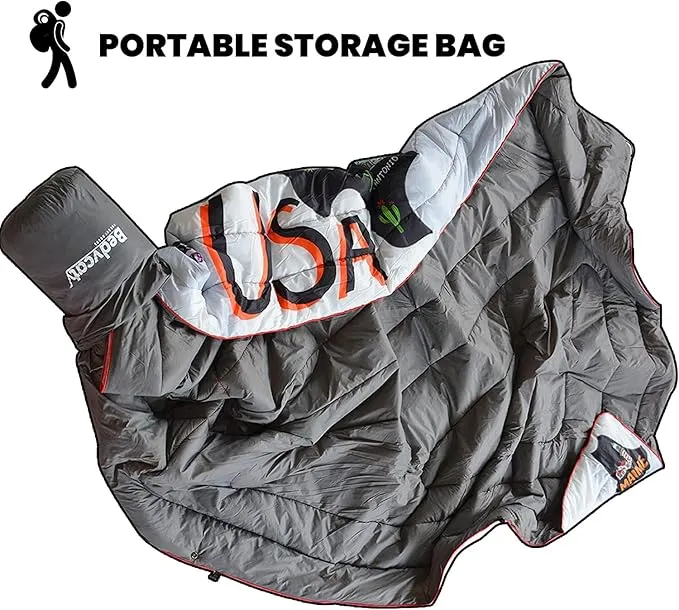 Camping Blanket, Puffy Waterproof Travel Blanket, Warm Cozy Picnic Blanket, for Outdoors, Travel, and Mountain.(Map, 78" x 56")