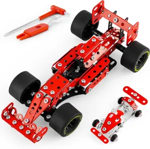 Car Building Kits for Boys 8-12,Building Cars Metal Erector Set,Racing Car Building Kits for Boys 12-15,Assembly Red Vehicle Model for Kids Boys 8  Years Old（260Pieces）