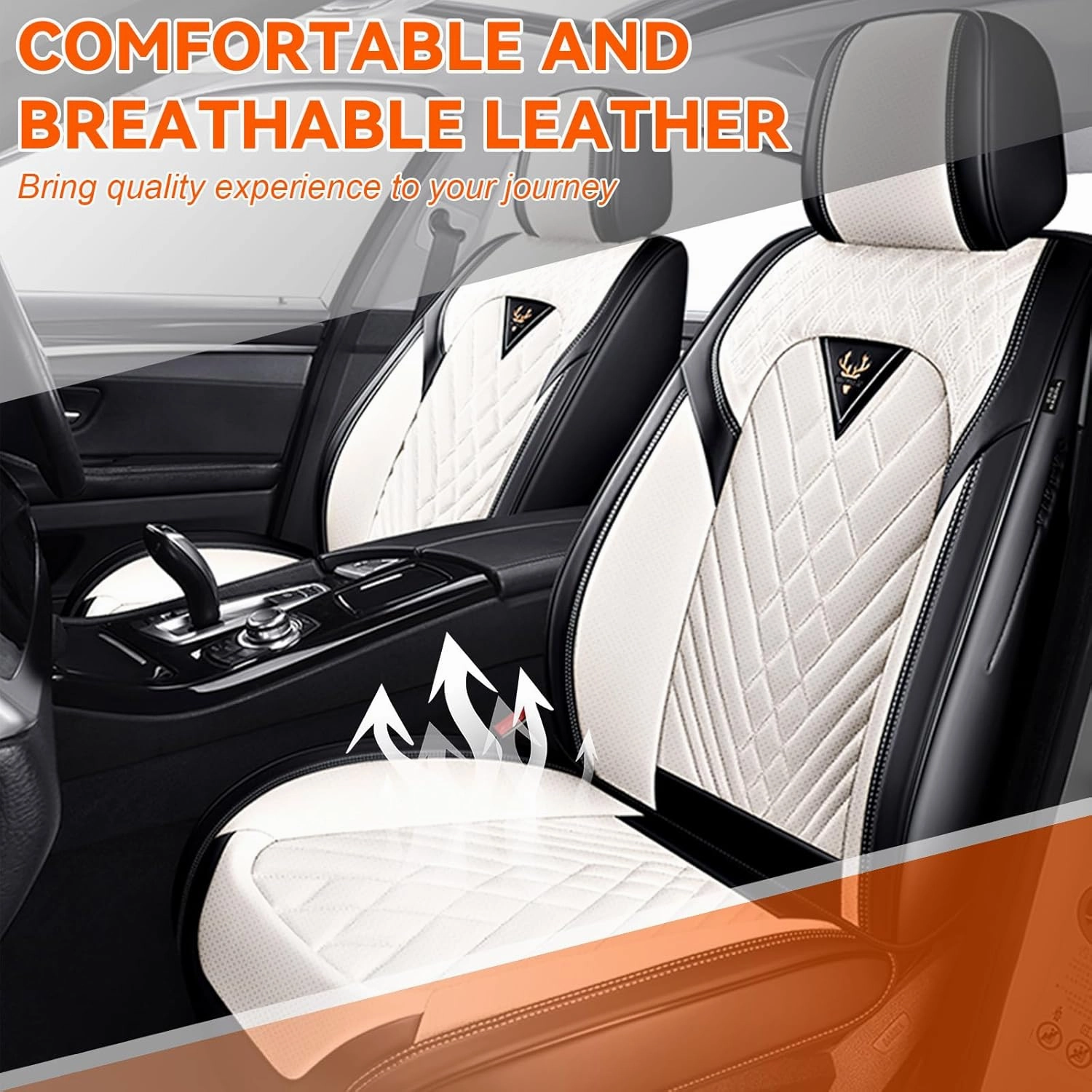 Car Seat Covers Fit for Saturn Ion 2003-2007,5 Seat Comfort Non-Slip Seat Cover Airbag Compatible,Waterproof Leather Seat Covers(Standard 5 Seat,Black White)
