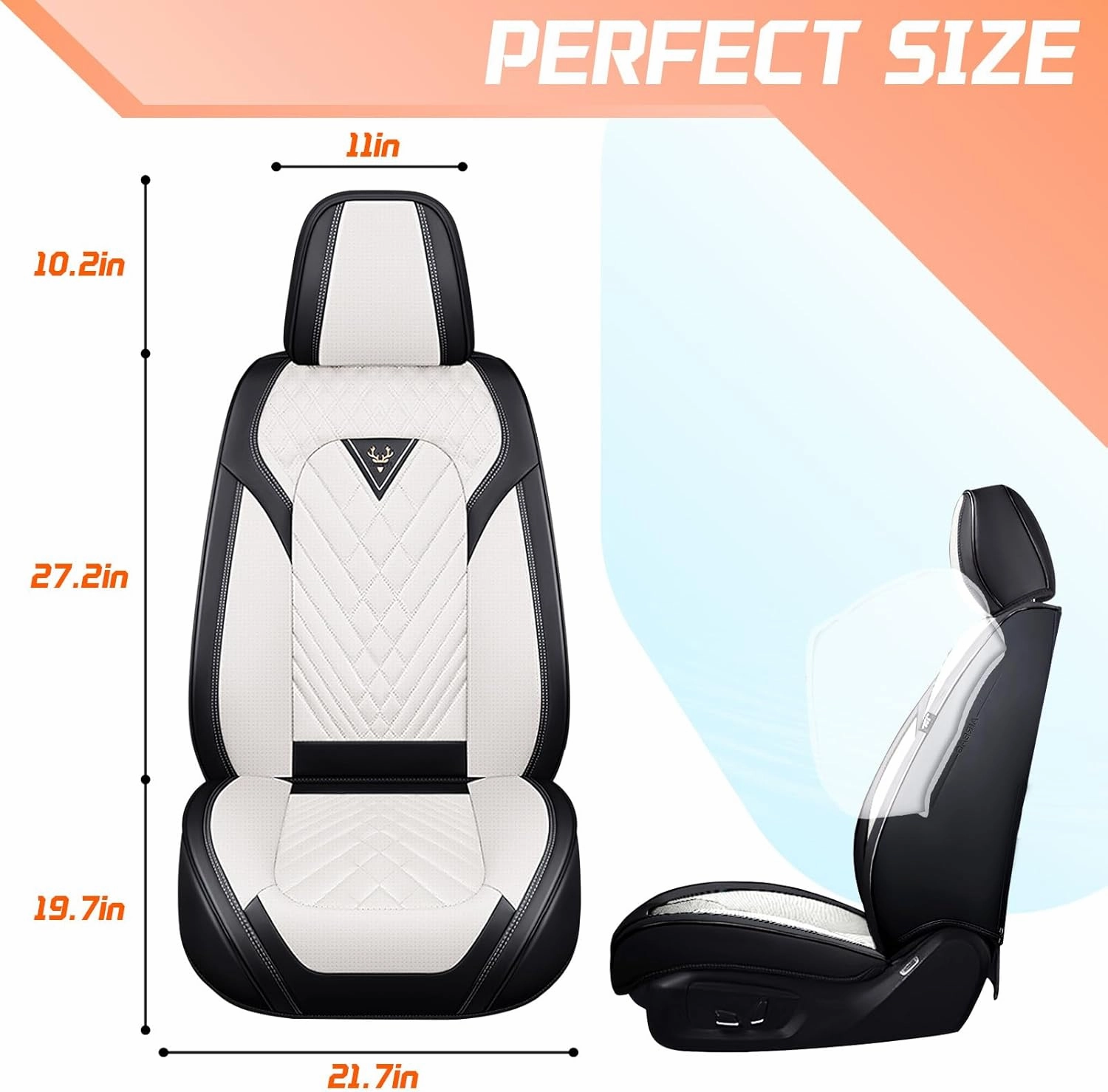 Car Seat Covers Fit for Saturn Ion 2003-2007,5 Seat Comfort Non-Slip Seat Cover Airbag Compatible,Waterproof Leather Seat Covers(Standard 5 Seat,Black White)