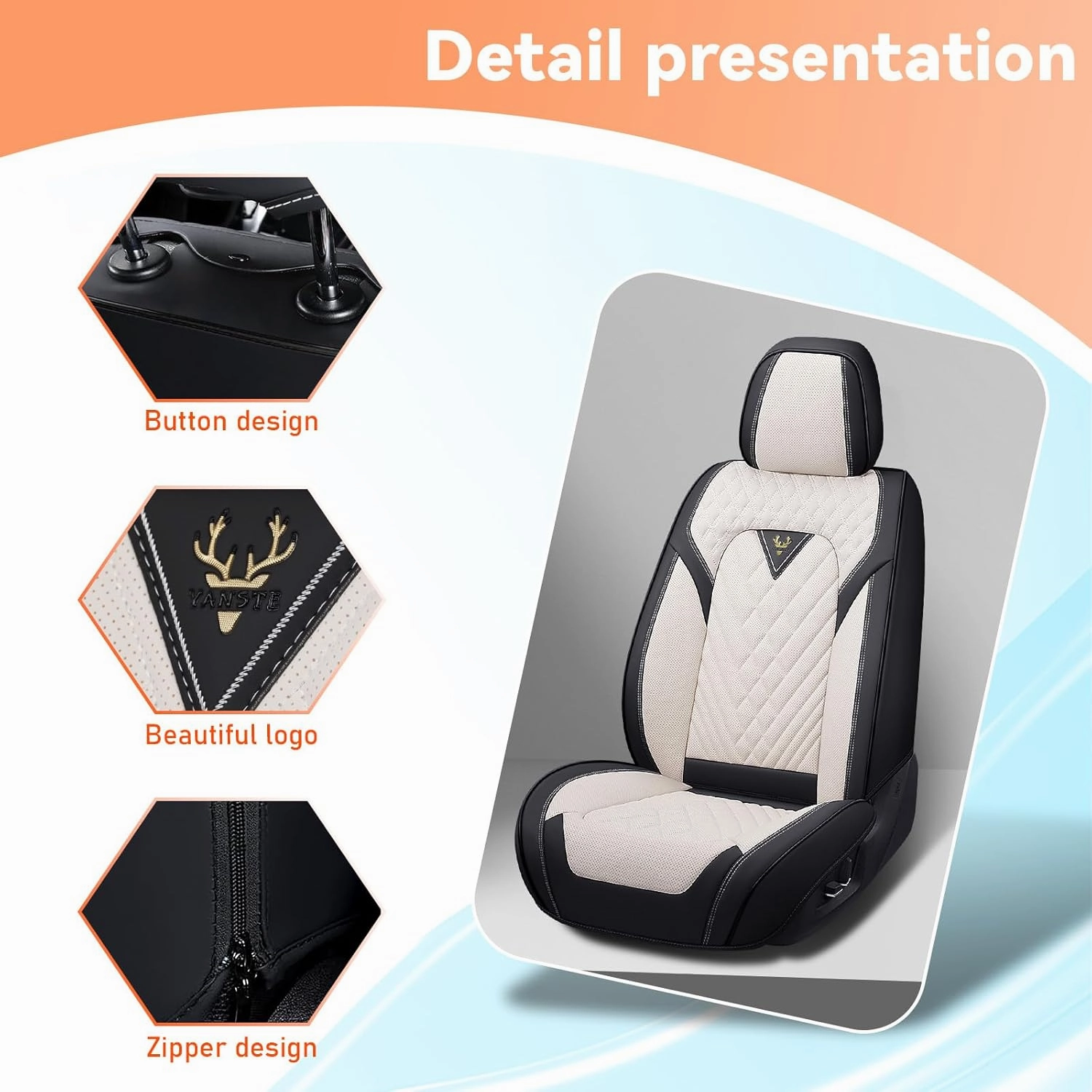 Car Seat Covers Fit for Saturn Ion 2003-2007,5 Seat Comfort Non-Slip Seat Cover Airbag Compatible,Waterproof Leather Seat Covers(Standard 5 Seat,Black White)