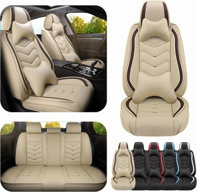 Car Seat Covers for Genesis G80 2017-2025, Premium Nappa Leather Car Seat Cover, Stylish Sport Seat Covers， Automobile Seat Cover Sets.(Luxury 5 Seats/Beige)