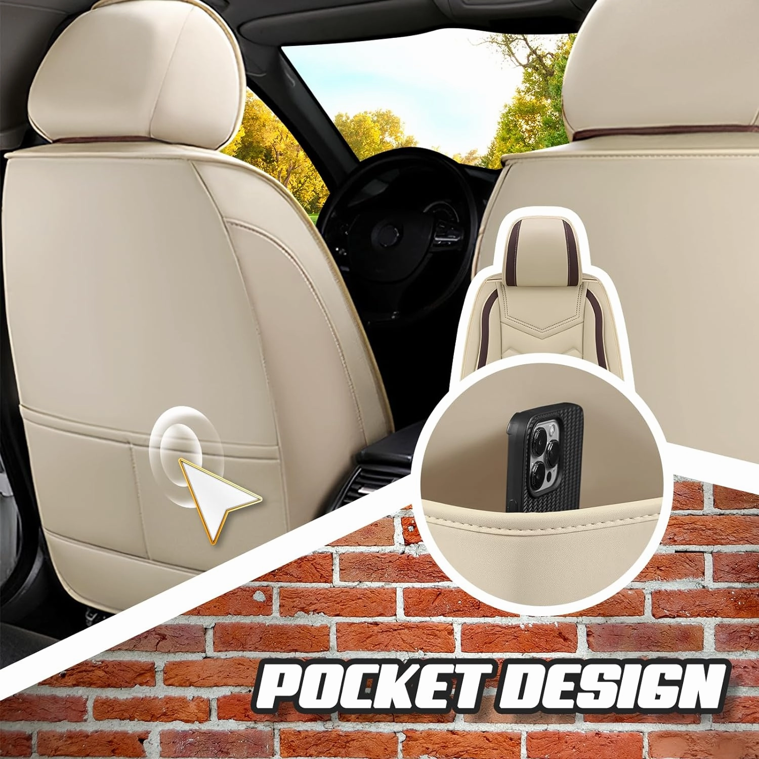 Car Seat Covers for Genesis G80 2017-2025, Premium Nappa Leather Car Seat Cover, Stylish Sport Seat Covers， Automobile Seat Cover Sets.(Luxury 5 Seats/Beige)