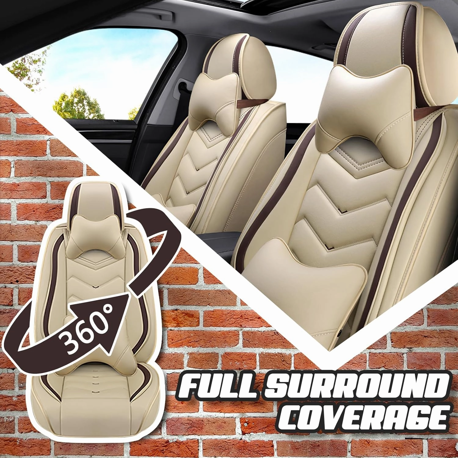 Car Seat Covers for Genesis G80 2017-2025, Premium Nappa Leather Car Seat Cover, Stylish Sport Seat Covers， Automobile Seat Cover Sets.(Luxury 5 Seats/Beige)