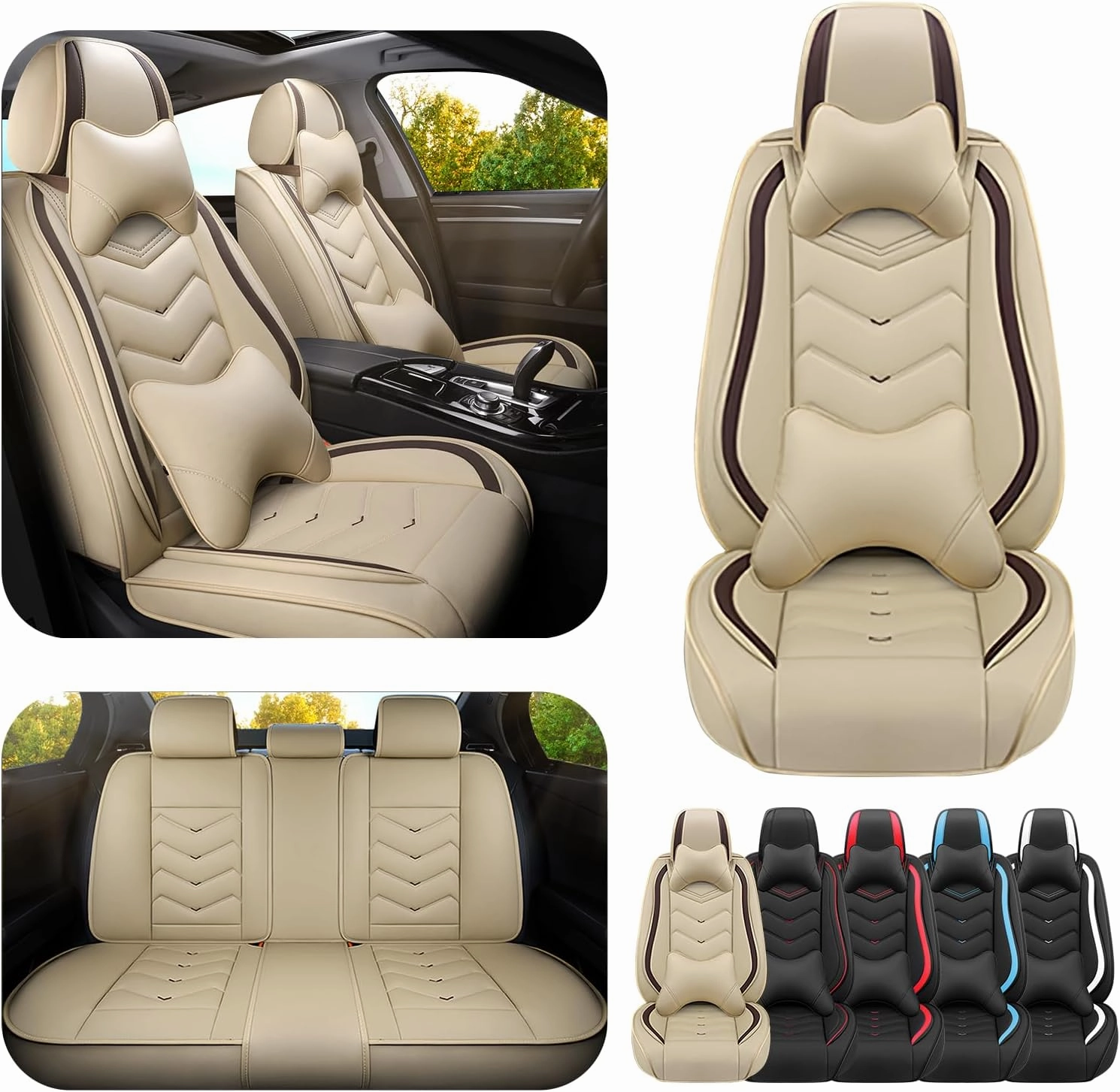 Car Seat Covers for Genesis G80 2017-2025, Premium Nappa Leather Car Seat Cover, Stylish Sport Seat Covers， Automobile Seat Cover Sets.(Luxury 5 Seats/Beige)