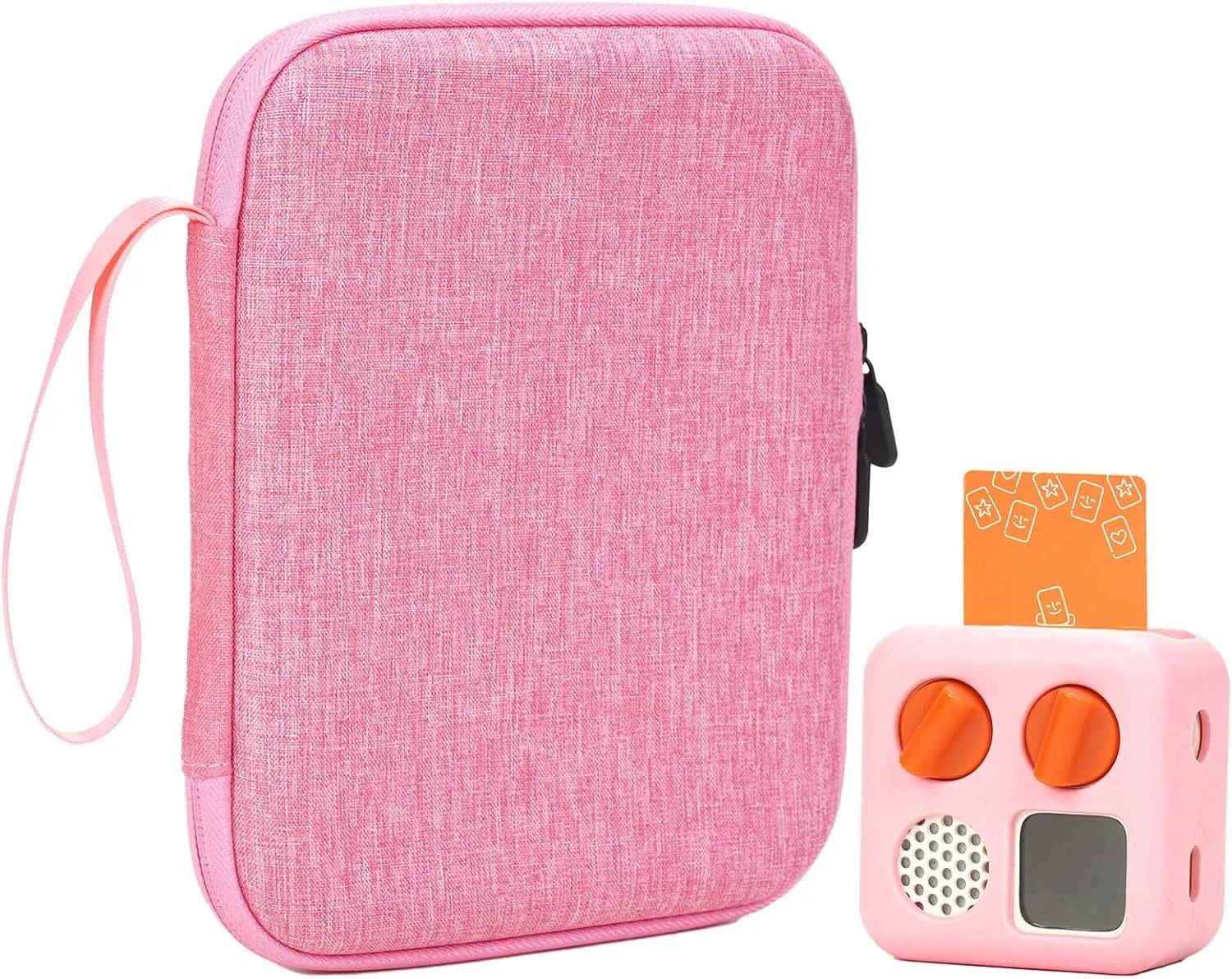 Card Holder for Yoto Cards – Kids Accessory, Soft Portable Folder with Zipper & 96 Pockets Player & Mini Audiobook Cards, Card Binder Case with Yoto Mini Silicone Case for Travel (Pink)