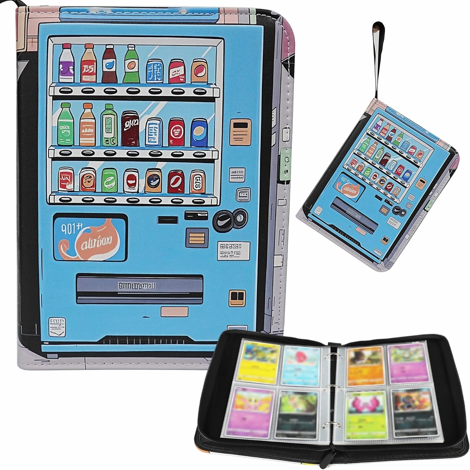 Card Binder 4-Pocket, 400 Pockets Card Holder Album with 50 Removable Sleeves,Trading Card Collection Book with Zipper,Blue