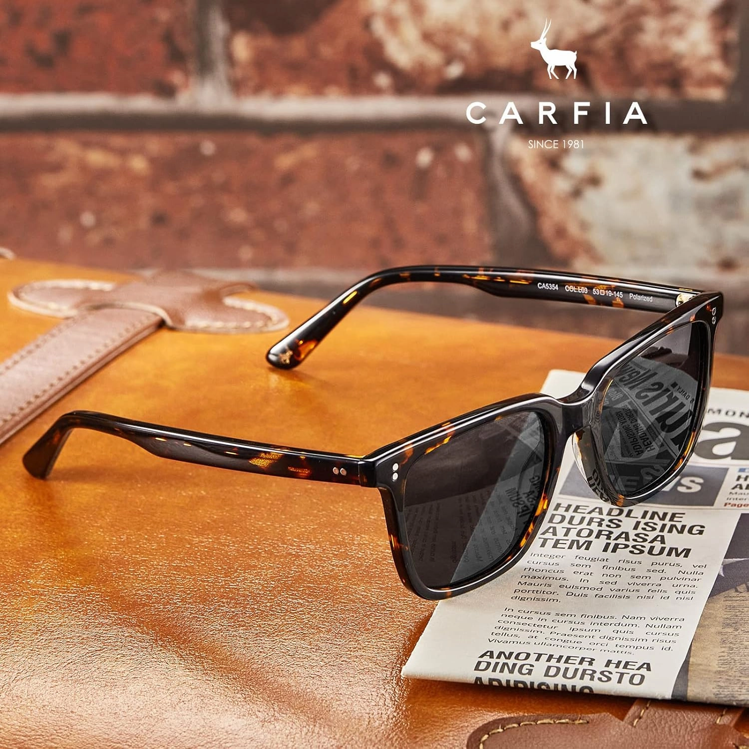 CARFIA Acetate Polarized Sunglasses for Men UV400 Protection Classic Retro Square Shades Driving Glasses