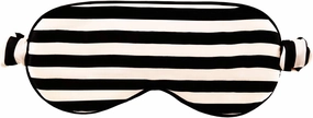 CELESTIAL SILK Mulberry Silk Sleep Eye Mask with Adjustable Elastic Strap (Adjustable, Black/White Stripe)